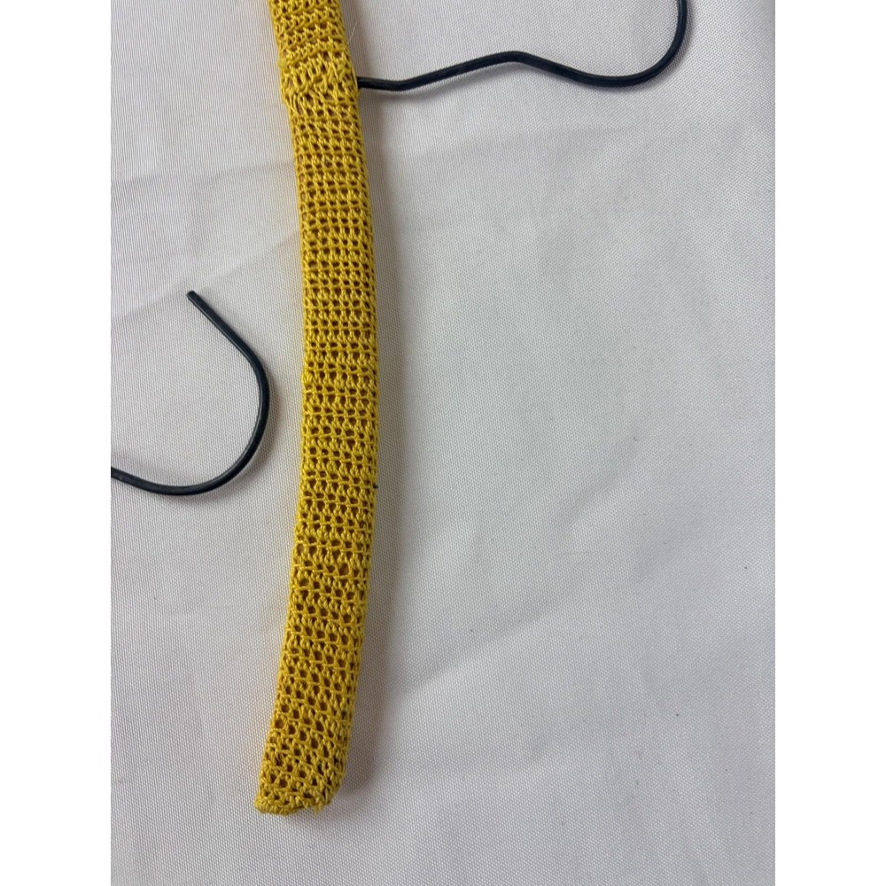 Vintage Mustard Yellow Crochet Covered Clothes Hangers Set of 2 Retro Handmade - Picture 5 of 9